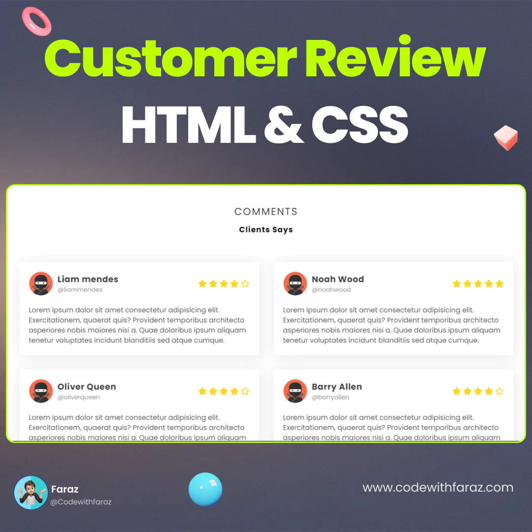Create a Responsive Customer Review Using HTML and CSS
